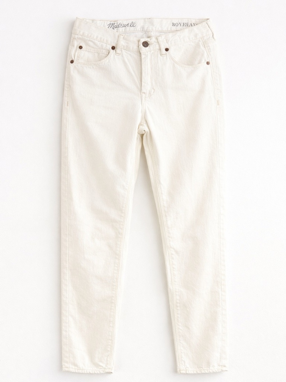 Madewell Boyfriend ivory denim Straight mid Rise Jeans size 27